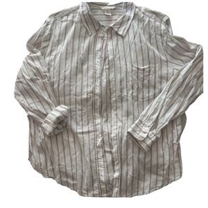 H&M Linen Blend Striped Button-Front Shirt Beige/Tan – Women’s L